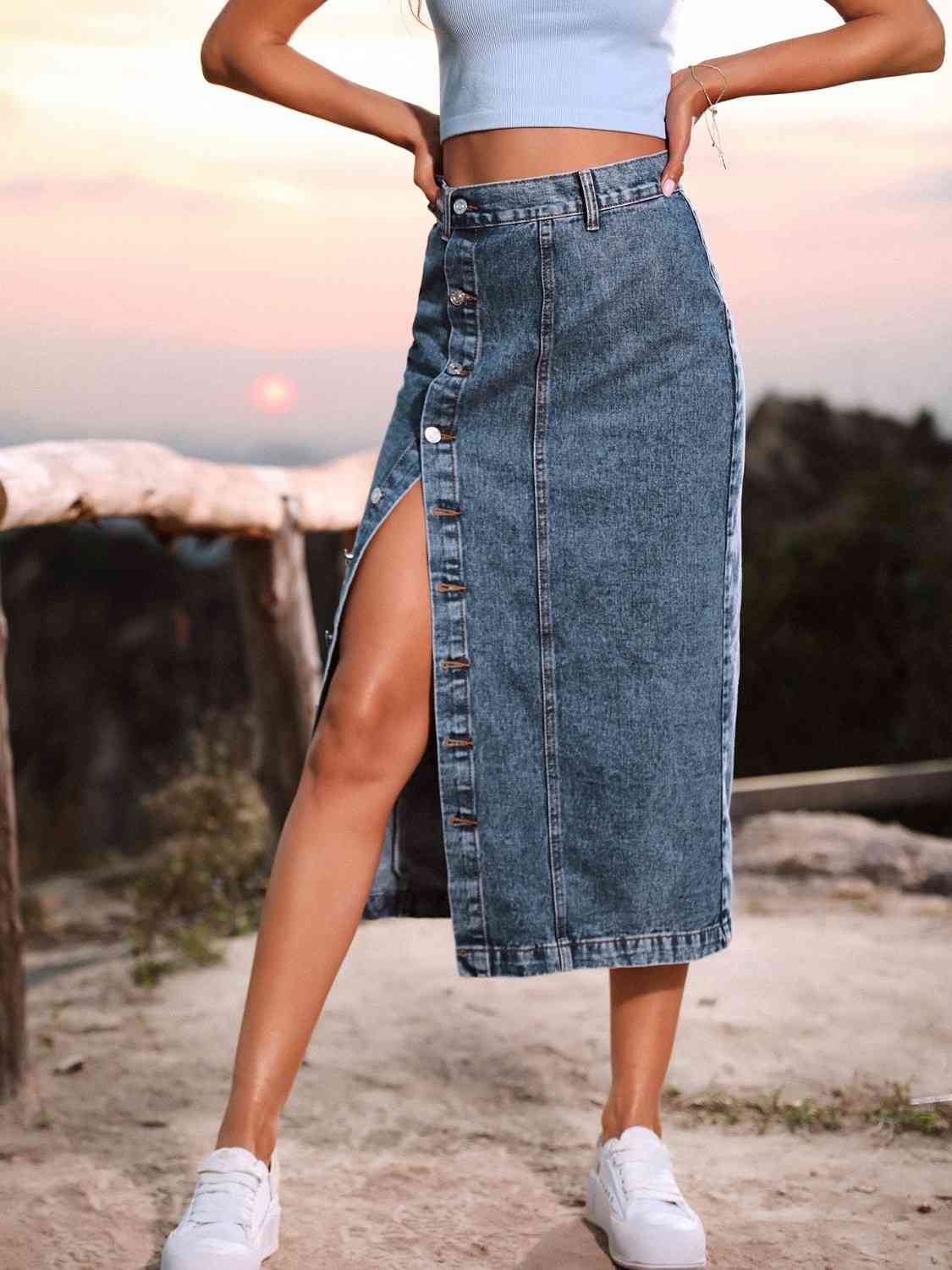 Sexy Leg Denim Skirt