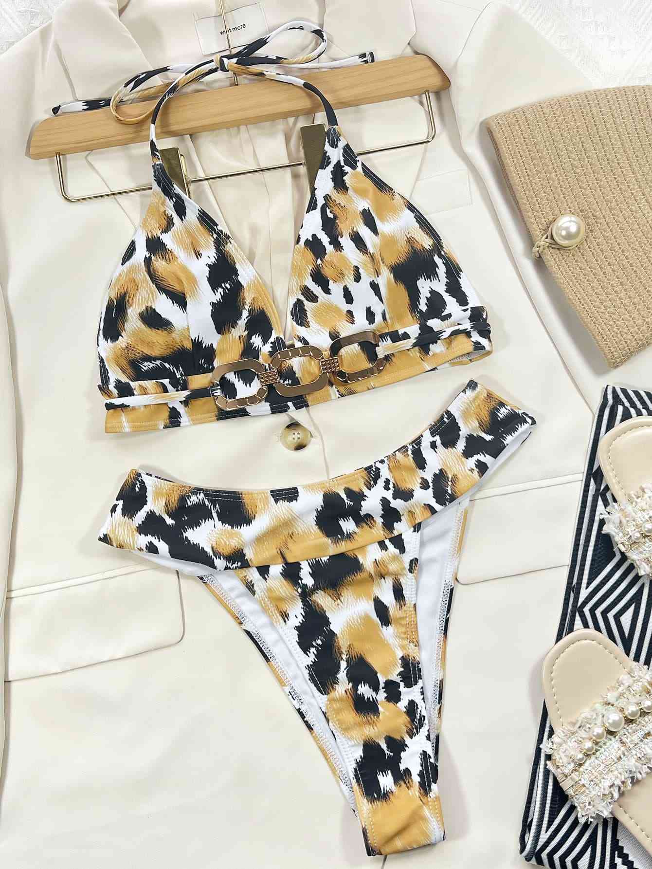 Animal Behavior Halter Neck Bikini Set