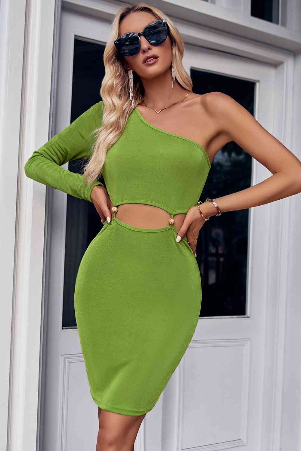 Classy Lady One Shoulder Cutout Dress