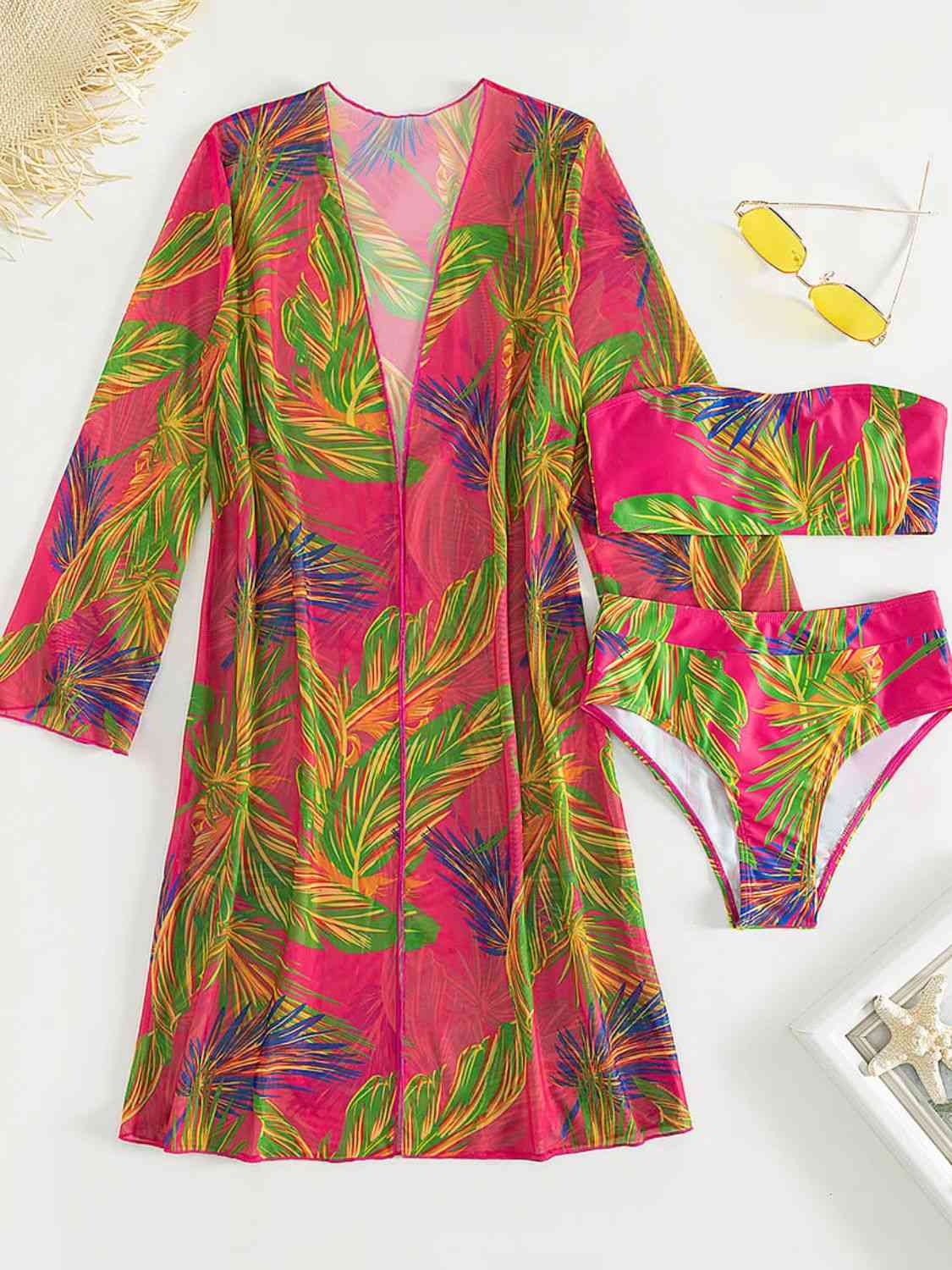 Botanical Babe Tube Top, Swim Bottoms, and Cover Up Set